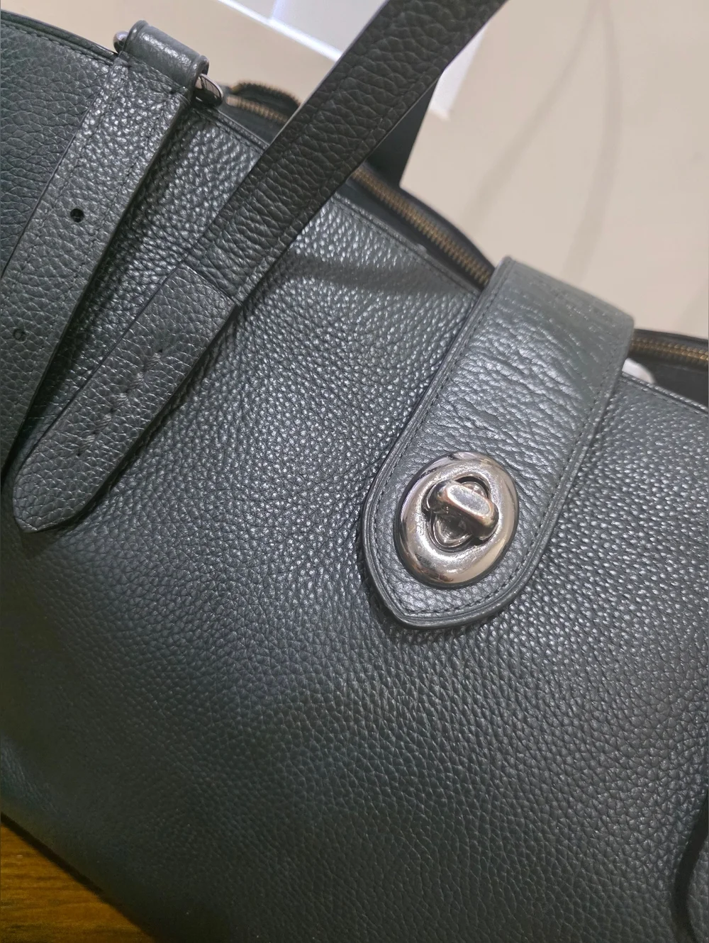 Coach Olive green Pebbled Leather Turlock Charlie carryall tote